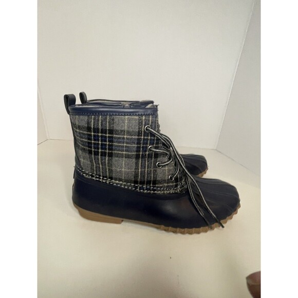 UNIONBAY  Duck Boots Size 10 Navy Plaid Rubber Sole - Picture 2 of 5